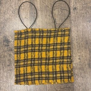 OAK + FORT Yellow and Black Plaid Top (OS/TU)